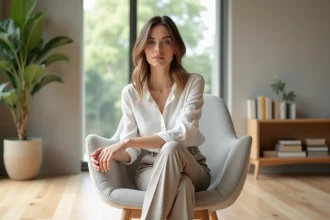 chaise au design contemporain avec des lignes élégantes et sobres