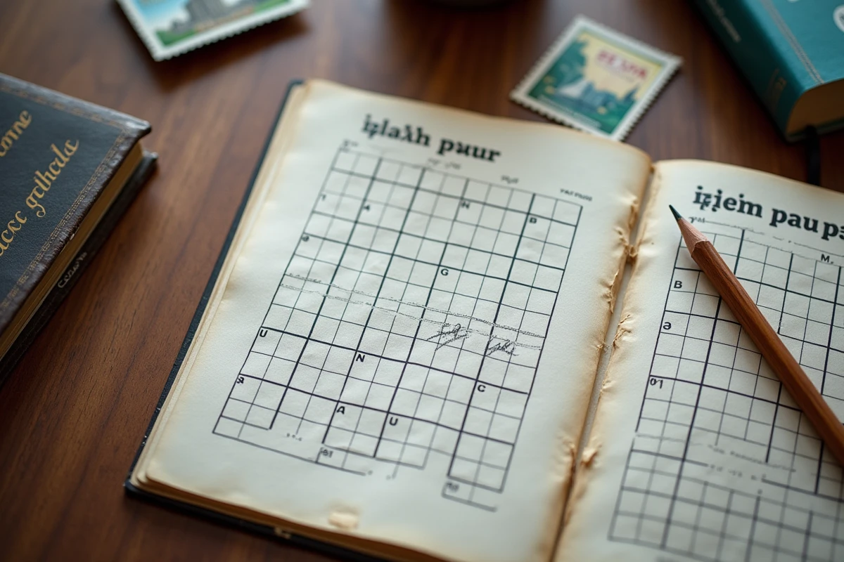 Vue aérienne d'une grille de mots croisés avec la solution SPA ville de Belgique en 3 lettres