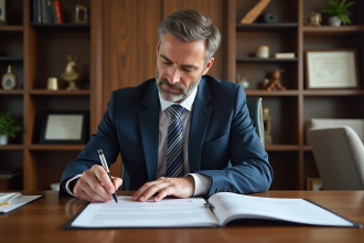 Homme d affaires en costume dans un bureau moderne