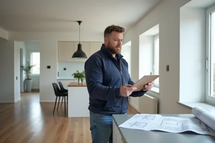 Inspecteur en rénovation dans un appartement moderne