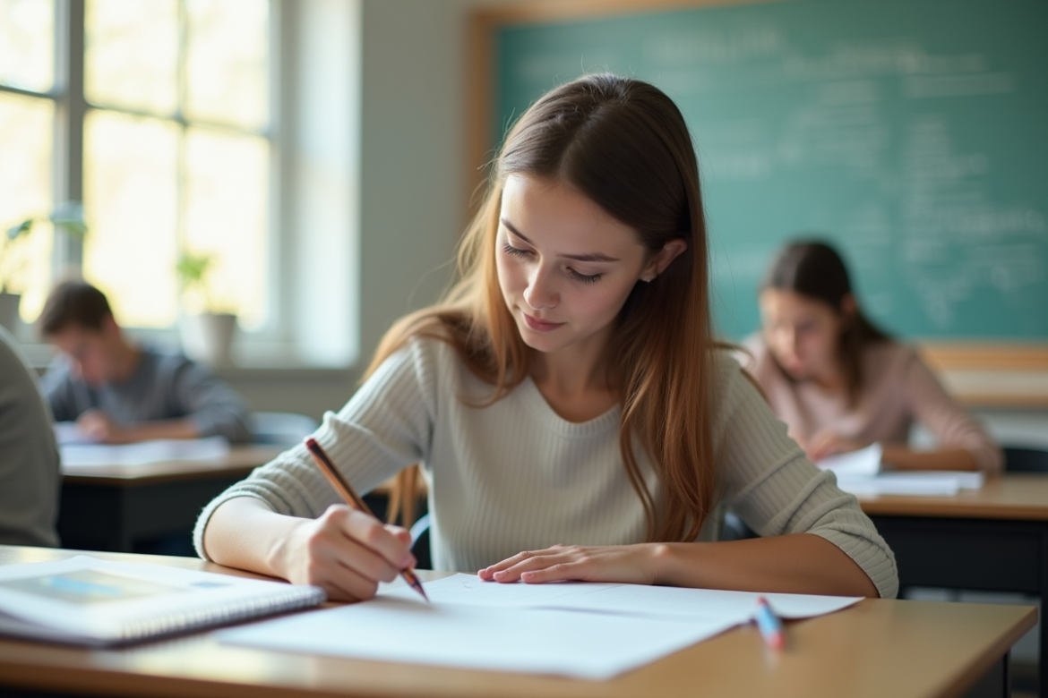 Jeune femme remplissant un formulaire dans un bureau lumineux