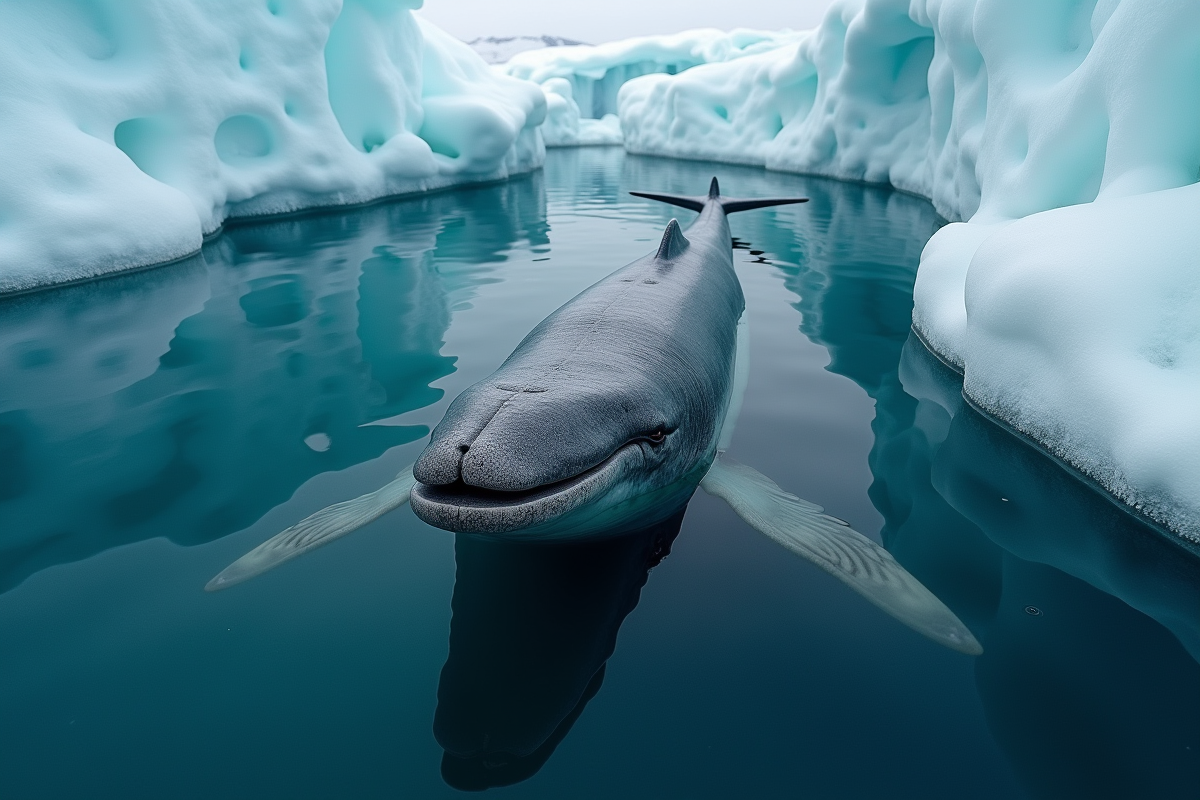 Narval curieux émergeant des eaux glacées de l