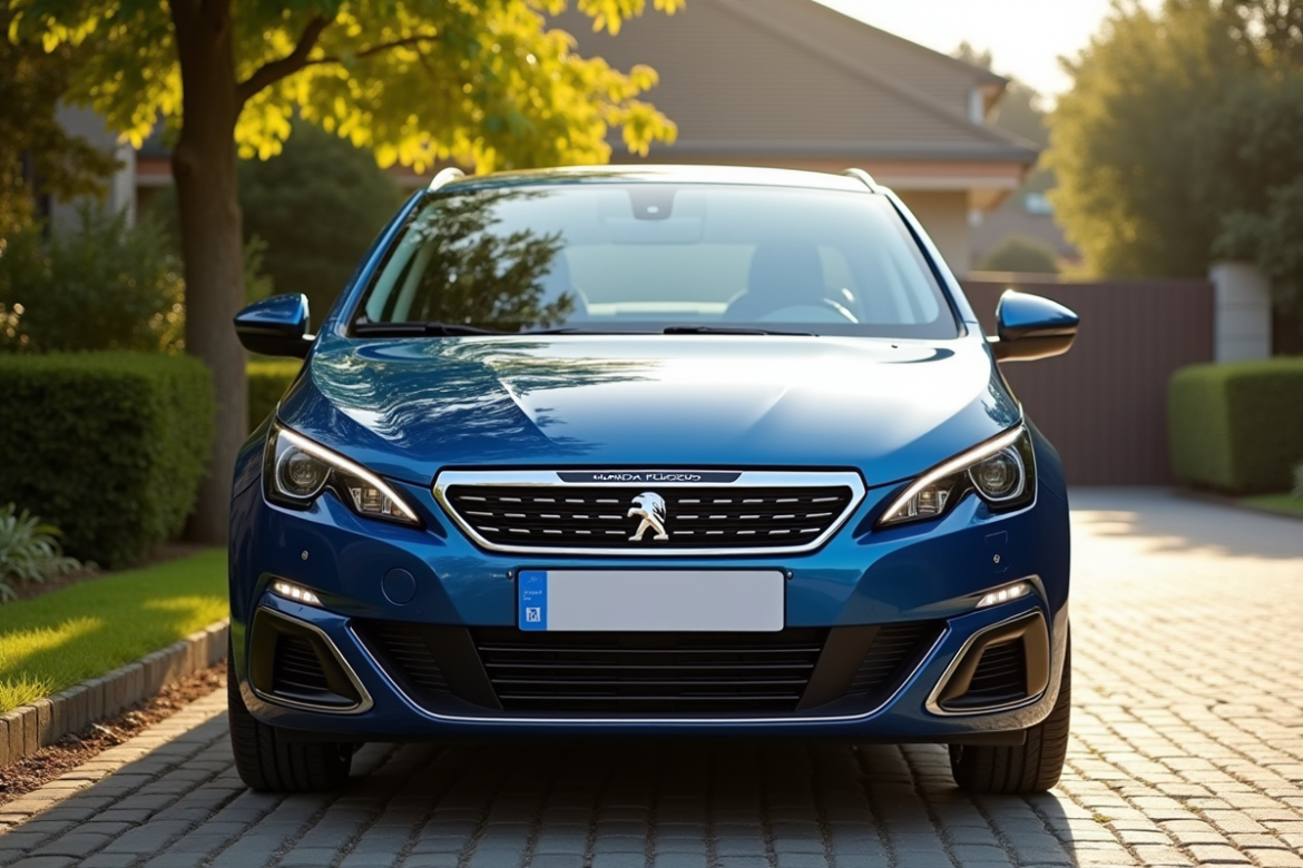 Voiture Peugeot 308 GT Line en extérieur ensoleillé