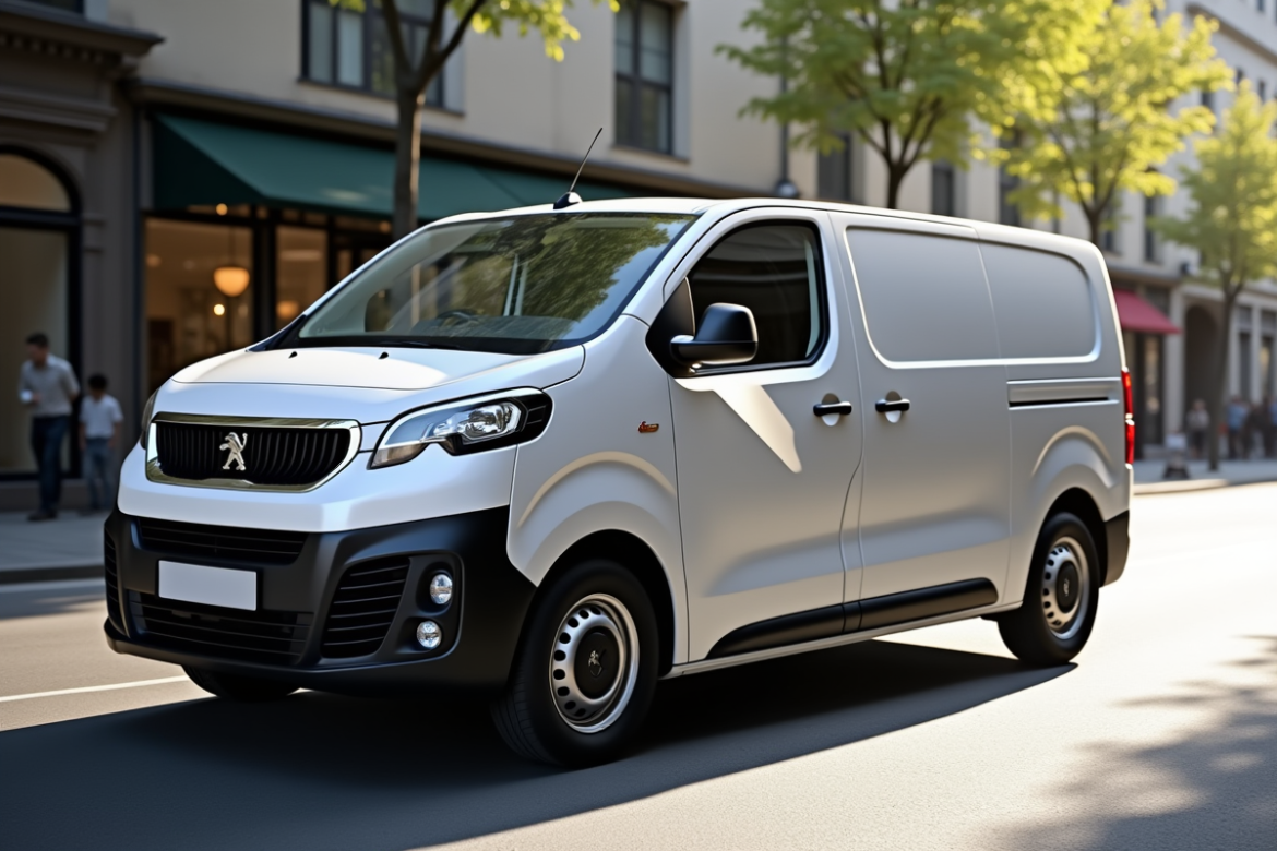 Véhicule Peugeot Expert stationné en ville en plein jour